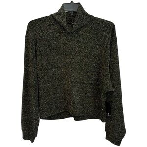 Andrew Marc Sport Black Glitter Mock‎ Neck Shirt in XL NWT